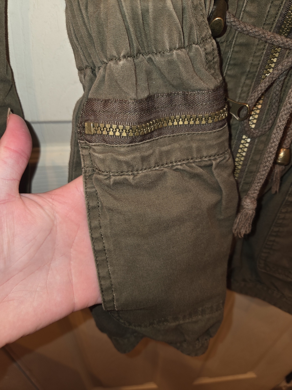 Utility Drawstring Jacket - Olive Green - Picture 2 of 10